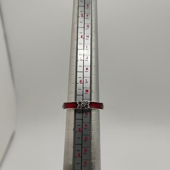 Judith Jack Red Enamel Sterling Silver Ring sz7 - Picture 5 of 5